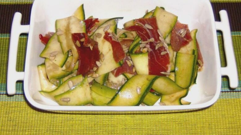 tagliatelles de courgettes jambon de bayonne laurent petricorena et tournesol