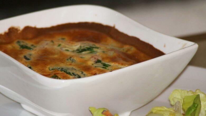 clafoutis au jambon de bayonne laurent petricorena et aux epinards