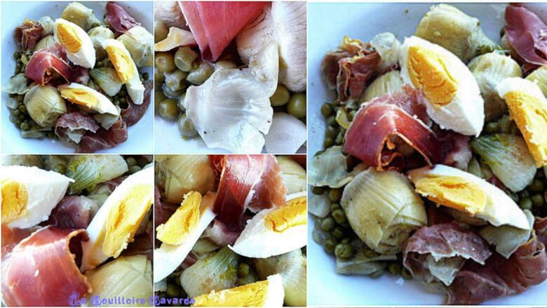 ragout de coeurs dartichaut petit pois et jambon de bayonne laurent petricorena