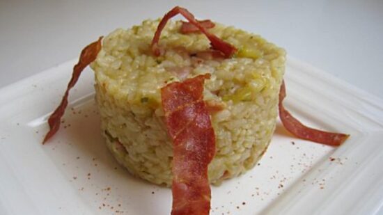 risotto au jambon de bayonne de la maison petricorena et courgettes