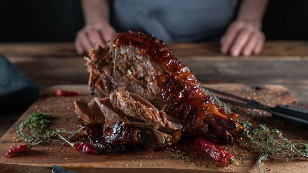 cuisse de dinde caramélisée aux poivrons