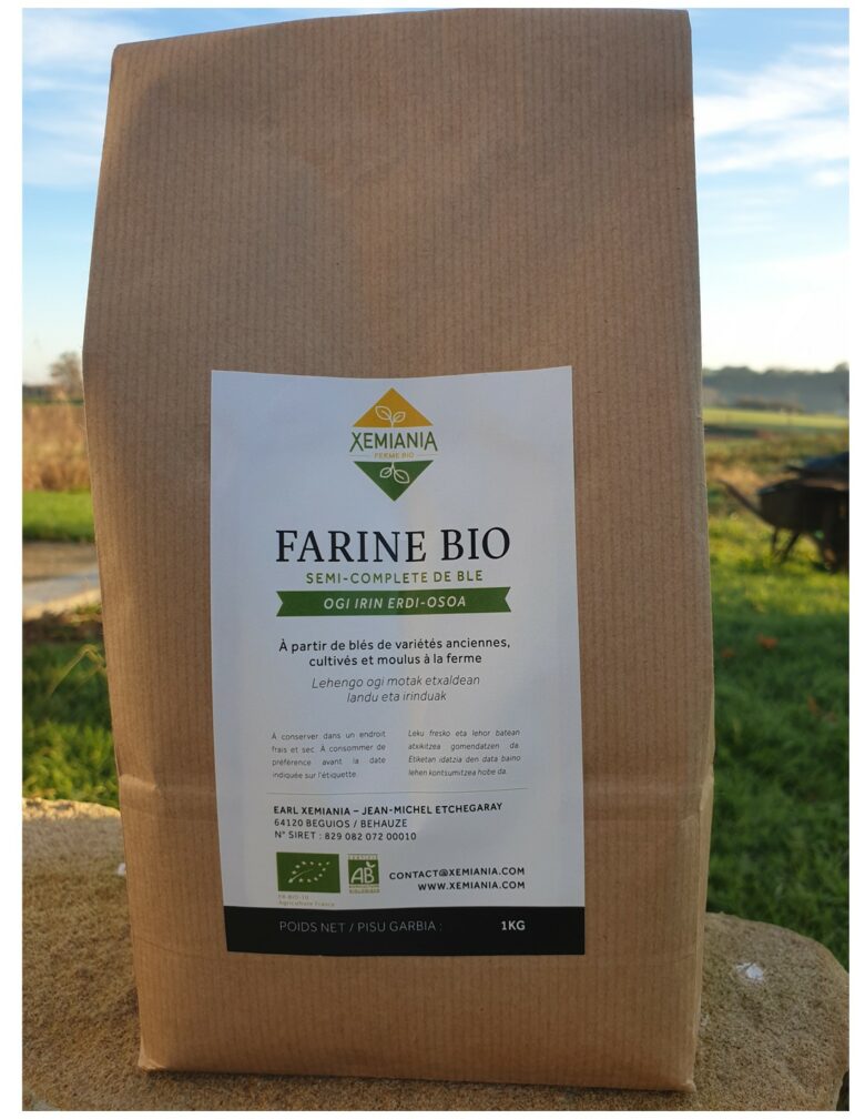 farine de ble bio semi complete de la ferme xemiania 1 kg