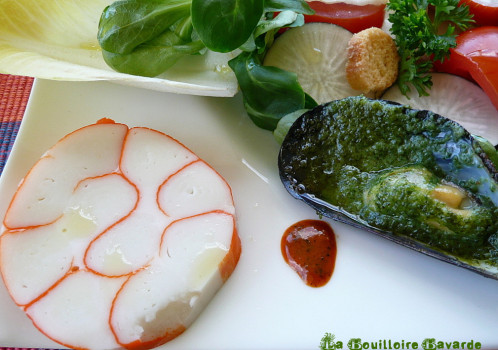 salade de mache surimi et moules gratinees.JPG.1
