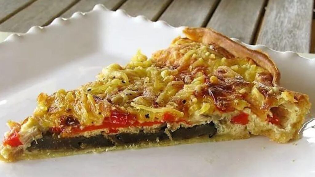 tarte au poulet roti aubergine et moutarde au vin jurancon