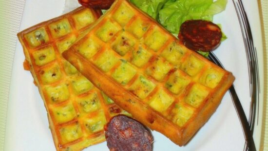 gaufres courgettes fromage chevre chorizo