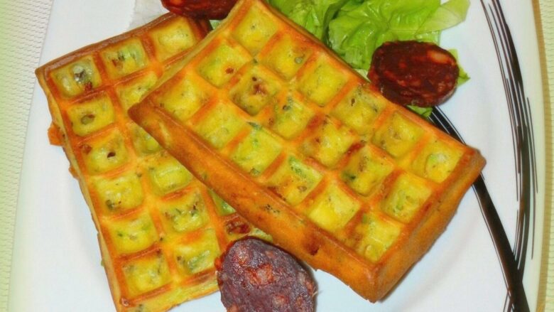 gaufres courgettes fromage chevre chorizo