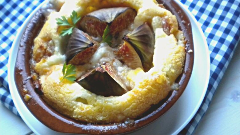 clafoutis au jambon de bayonne figues et fromage de brebis