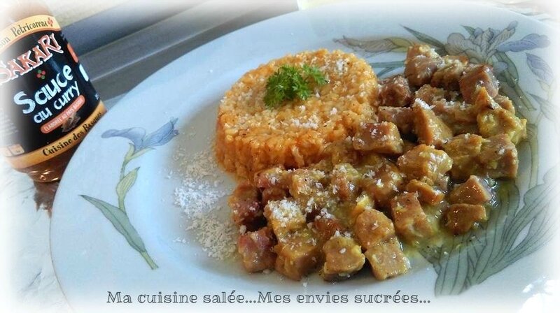 dés de jambon sauce curry