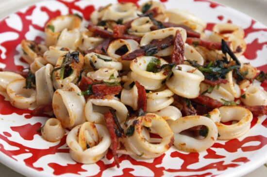 tapas calamar chorizo plancha