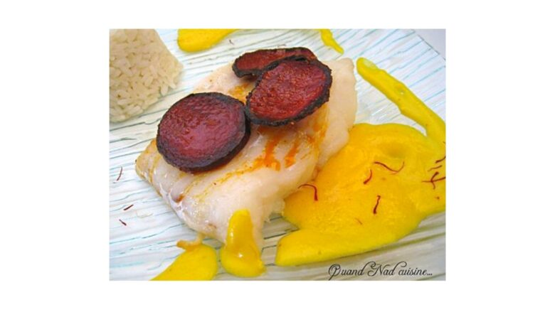 filets de julienne au chorizo de la maison petricorena sauce safranee