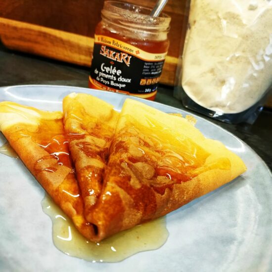 crepe au mais et gelee de piment