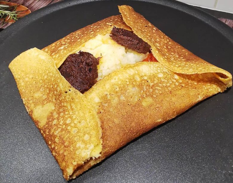 crepe boudin basque piperade