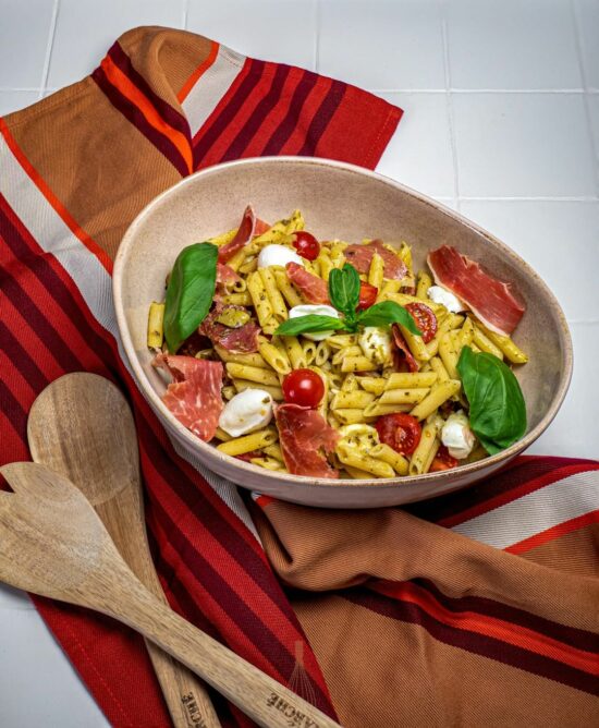 salade de pates au pesto et jambon manex