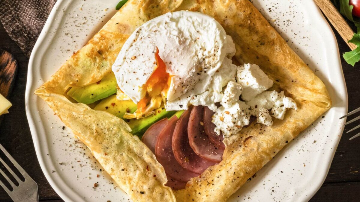 crepe lomo avocat oeuf poché
