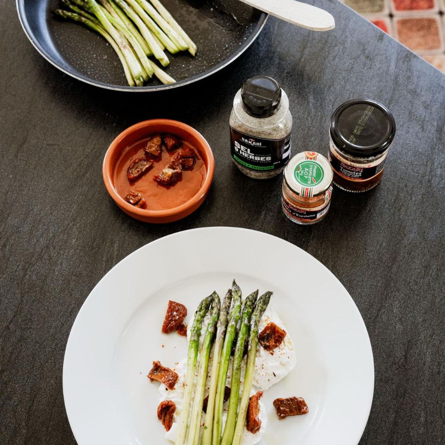 asperges burrata tomates séchées